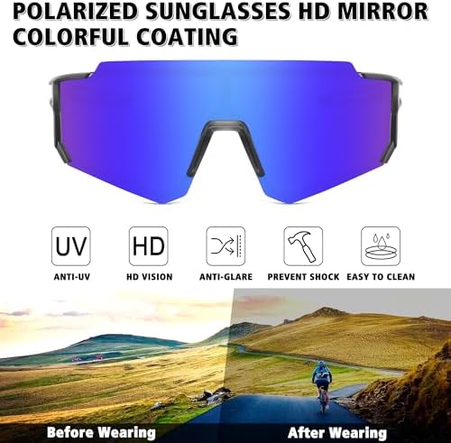 STORYCOAST Polarized Sports Sunglasses for Men Women,Driving Fishing Cycling Mountain Bike Sunglasses UV400 Protection
