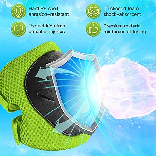 Kids Protective Gear Set Knee Pads for Kids 3-14 Years Toddler Knee and Elbow Pads with Wrist Guards 3 in 1 for Skating Cycling Bike Rollerblading Scooter