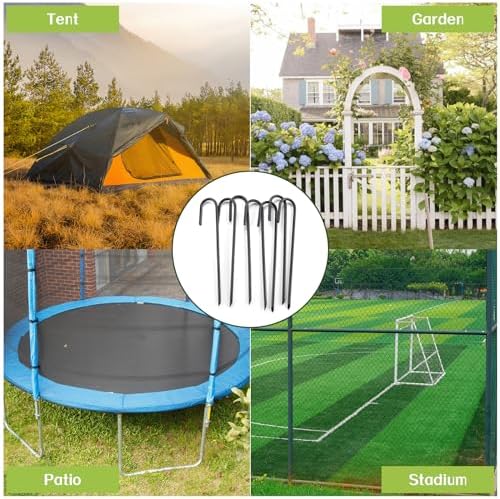 16 Inch Rebar Stakes Heavy Duty, 10 Pack J-Shaped Tent Stakes, Ground Anchor Stakes for Landscaping Plants Fabric Tube Fence, Black