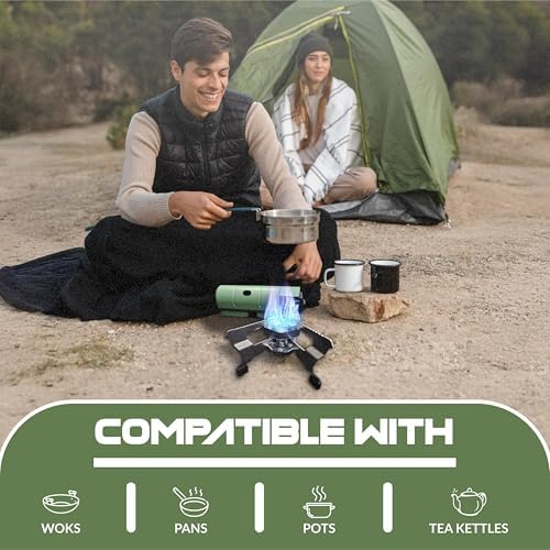 17,700 BTU Foldable Butane Camping Stove – 5,200W Portable Gas Burner with Carrying Bag for Outdoor Cooking, Backpacking & Emergency Use
