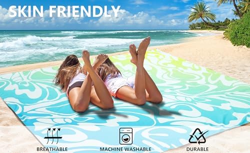 Beach Blanket Waterproof Sandproof Beach Mat 79" X 83" /10'x9'for 2-8 Adults Quick Drying Outdoor Picnic Mat Beach Accessories for Travel, Camping, Hiking