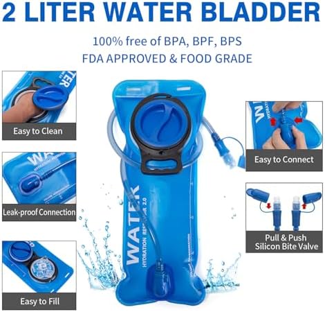 Hydration Backpack Pack with 2L Water Bladder 18L Hiking Backpack Women Men Lightweight Hydropack Insulated Daypack for Biking, Running, Festival