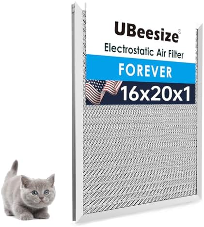 UBeesize 16x20x1 Reusable Electrostatic Air Filter HVAC AC Furnace Filter,MERV 8,Washable, Lasts a Lifetime,Permanent Air Filter,Breathe Fresher,Home And Office(Actual Size:15.5x19.75x0.82 Inch)