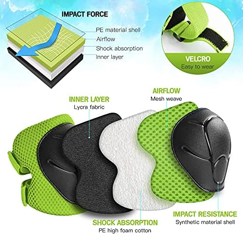 Kids Protective Gear Set Knee Pads for Kids 3-14 Years Toddler Knee and Elbow Pads with Wrist Guards 3 in 1 for Skating Cycling Bike Rollerblading Scooter