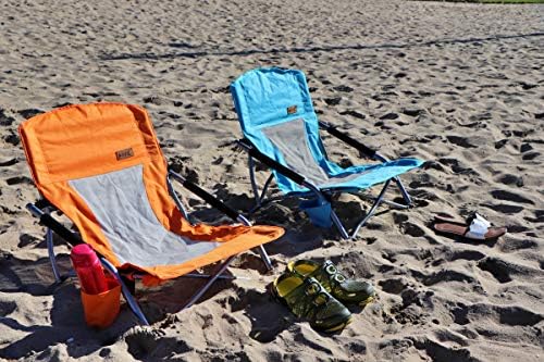 Nice C Chair for Beach for Adults 2 Pack, Low Chair, Sling, Folding, Portable, Concert, Kids, Boat, Sand Chair with Cup Holder & Carry Bag (Set of 2 Orange)