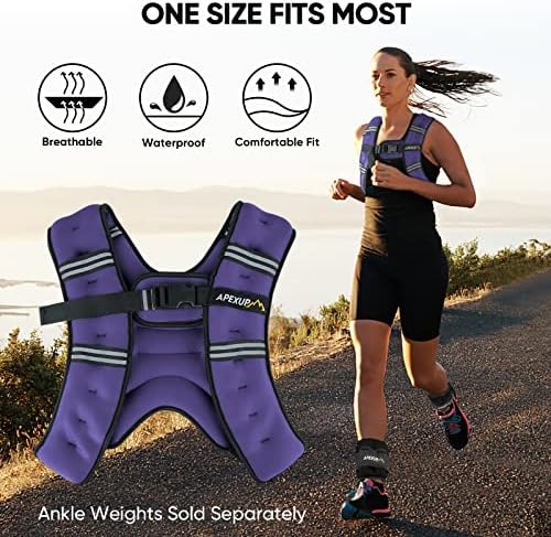 APEXUP Weighted Vest with 5lbs/10lbs/15lbs/20lbs/25lbs/30lbs Weights and Reflective Stripe, Weight Vest Men Women for Workout, Strength Training, Running