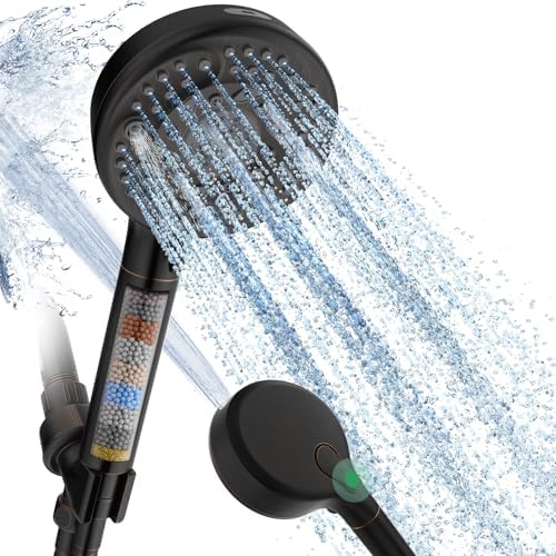 SunCleanse Filtered Shower Head with Handheld, 9-Spray Setting Detachable Showerhead with Filters, Shower Head for Hard Water - Filtered Chlorine, Improve Skin and Hair Texture, Black