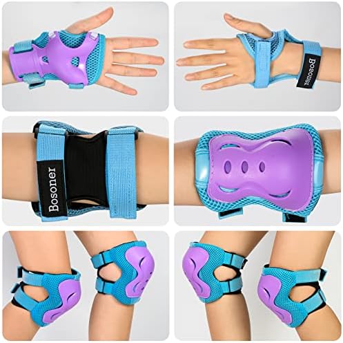 BOSONER Kids/Youth Knee Pad Elbow Pads Guards Protective Gear Set for Roller Skates Cycling BMX Bike Skateboard Inline Skatings Scooter Riding Sports
