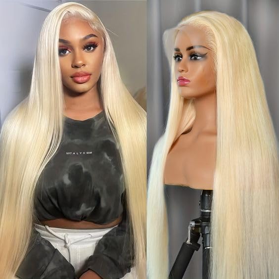 GZX 26 Inch 613 Lace Front Wig Human Hair 13X4 Blonde Straight HD Transparent Lace Frontal Wigs Human Hair Pre Plucked with Baby Hair 180% Density Blonde Glueless Wigs Human Hair
