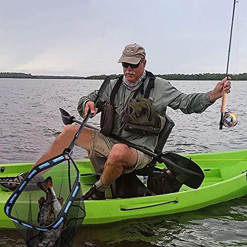 PLUSINNO Floating Fishing Net for Steelhead, Salmon, Fly, Kayak, Catfish, Bass, Trout Fishing, Rubber Coated Landing Net for Easy Catch & Release, Compact & Foldable for Easy Transportation & Storage