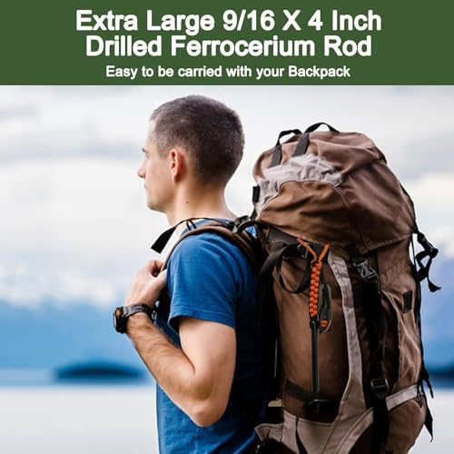 4 Pack Ferro Rod Fire Starter Flint Fire Starter Survival Tool Flint and Steel Fire Starter Kit 6-in-1, Portable Ferro Rod Striker with Paracord Handlead for Campfires Survival Emergency Kit