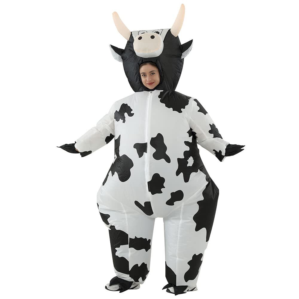 RHYTHMARTS Inflatable Costume Cow Costumes Fancy Dress Cosplay Blow Up Jumpsuit Christmas Halloween Costumes for Adult
