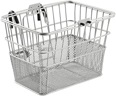 Retrospec Apollo Detachable Front Bike Basket Steel Half-Mesh with Integrated Detachable Hooks and Built-In Handle, Easy Assembly and Portability for Bicycles