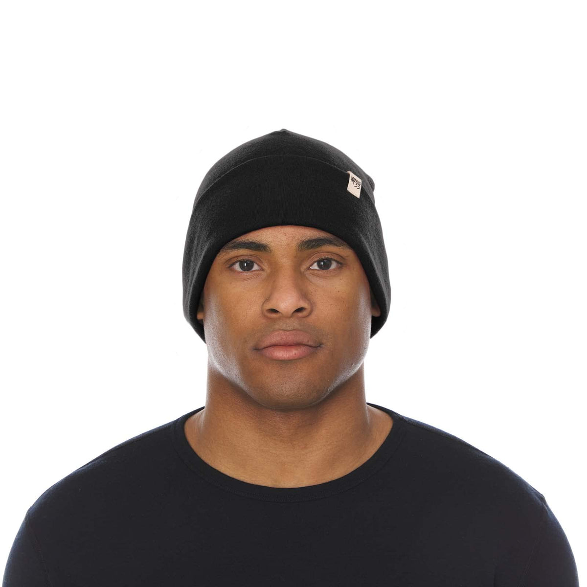 100% Merino Wool Cuff Beanie - Mens & Womens Warm Winter Hat - Watch Cap - Toque - Novelty Beanie - Black