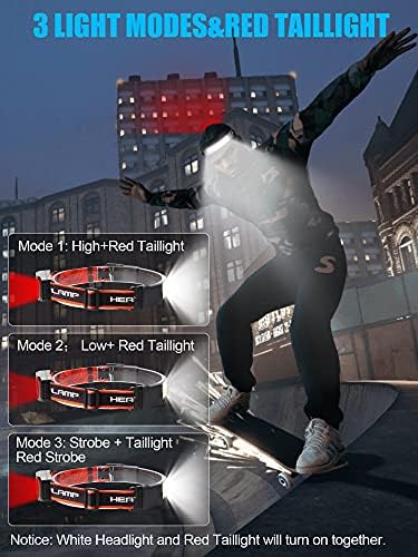 LED Headlamp Flashlight, 1000lumens 230° Broadbeam Headlight, USB Rechargeable Head Lamp with Red Taillight, Lightweight Waterproof Headlamps for Camping Running Hiking, Hard Hat Headlamp