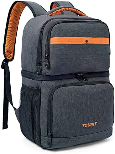 TOURIT Backpack Cooler with Double Decks, Insulated Cooling Bag for Lunch, Waterproof Lightweight for Men to Camping, Picnic, Hiking, Beach Park