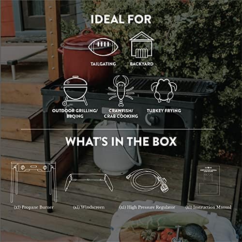 Gas One Propane Double Burner Two Burner Camp Stove with Windscreen Outdoor High Pressure Propane 2 Burner Adjustable PSI Regulator and 4ft Steel Braided Hose With Removable Legs