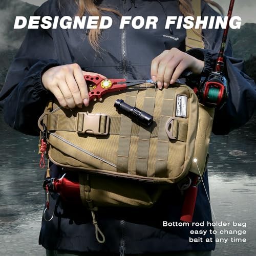 Ghosthorn Fishing Backpack with Rod Holder - Tackle Sling Bag - Fly Fishing Gifts for Men and Women