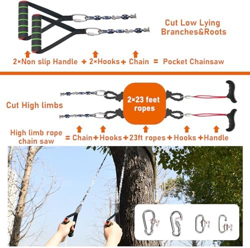 Rope Saw 56 inch High Limb Rope Saws Tree Saw High Limb Both Sides, Pocket chainsaw with 11OZ Throw Weight