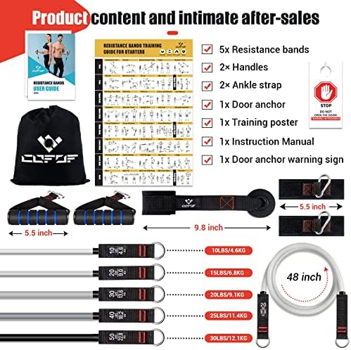 Resistance Bands with Handles for Women, 5 Level Exercise Bands Workout Bands for Physical Therapy, Yoga, Pilates, Door Anchor, Storage Pouch