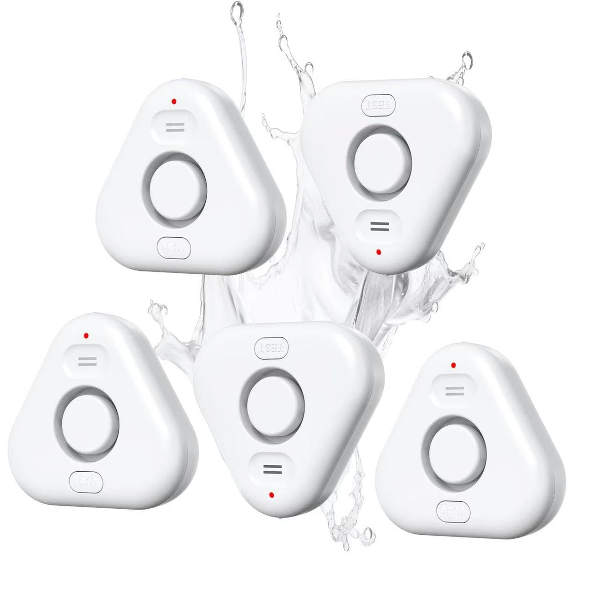 5 Pack Water Leak Detectors for Home, Stechro 4 Levels Adjustable Audio 0-120dB Water Sensor Alarm Leak Detector with Leak and Drip Alert, IP66 Water Leak Sensor for Basements Kitchen Sink Laundry