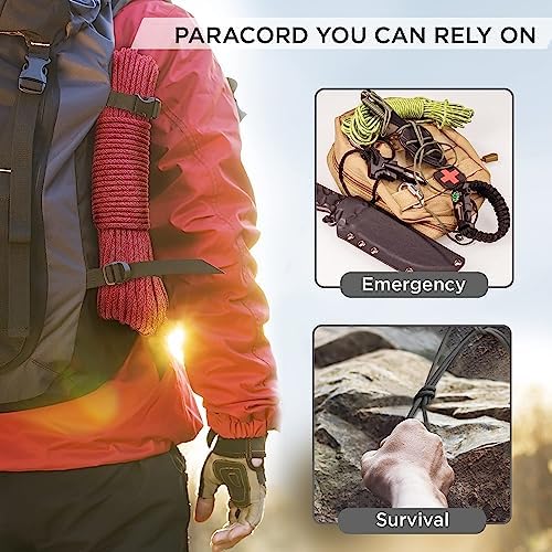 TECEUM 5/32" Paracord Rope 1000 – 1000ft / 200ft / 100ft / 50ft – Tactical Parachute Cord 4mm – 45+ Colors – Nylon String for Survival & Camping Gear – Stripe Cord for Survival – Utility Rope