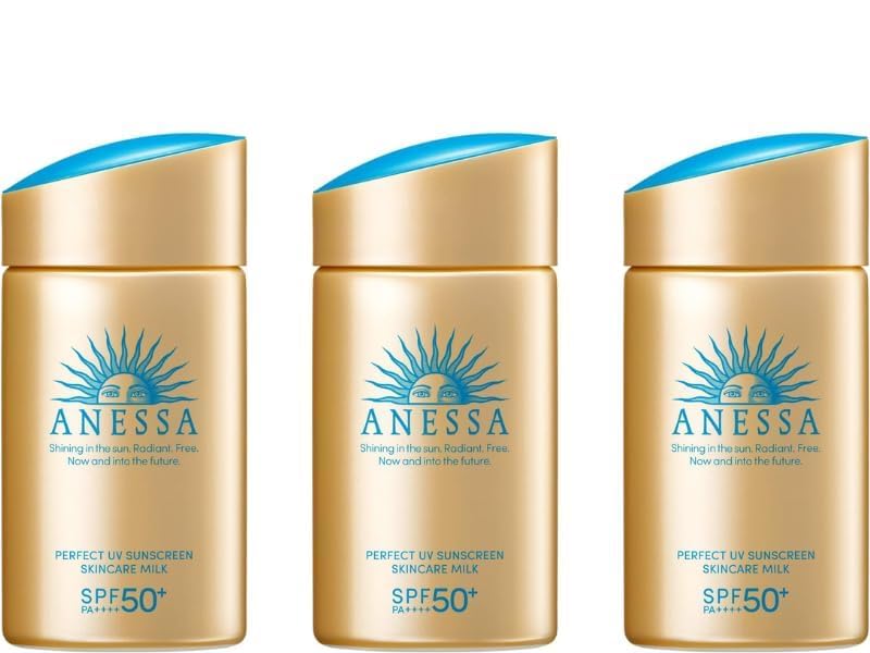 Anessa Sunscreen Perfect UV Skin Care Milk SPF50+ PA++++ 2.02floz (60ml) Pack Of 3 Super Waterproof