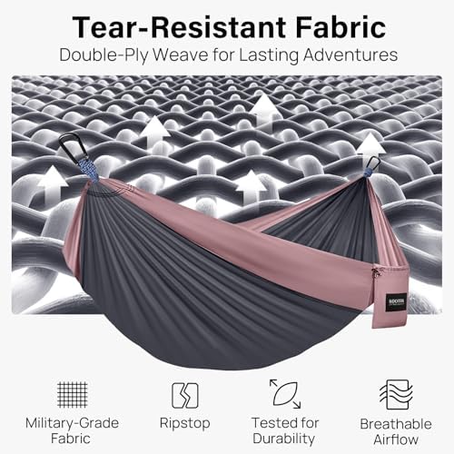 Kootek Camping Hammock 500 lbs Capacity, Portable Hammocks with Tree Straps & Attached Carry Bag, Camping Essentials Gear, Perfect for Outside Indoor Hiking Beach Backpack Travel