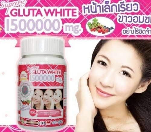 3 Bottles X 30 Softgels Supreme Gluta White 1500000mg. Super Whitening Glutathione Anti - Aging. (Supreme Whitening Skin Boost up Collagen Remove Dark Spot and Scar Tighten Pore Healthy Skin and Hair)