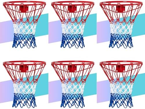 Basketball Net Replacement, 2025 Upgrade Thick Professional Basketball Nets Heavy Duty Outdoor, All Weather Anti Whip Color Never Fade -12 Loops (Red White Blue)