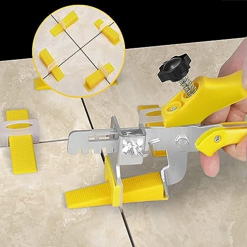 DGSL Tile Leveling System with Plier - 1200-Piece Spacers Clips and 300-Piece Reusable Wedges Tools Set for Stone Installation 1/8 Inch