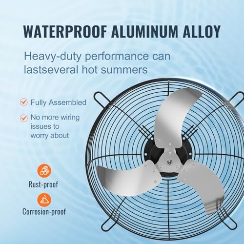 VEVOR 24 Inch Shutter Exhaust Fan Wall Mounted, High-Speed 3320CFM, Vent Fan For Garages, Shops, Greenhouse, Attic Ventilation, AC Motor, Fan Only