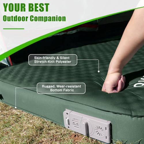 Self Inflating Sleeping Pad for Camping, 4" Extra-Thick Memory Foam Camping Mattress with Electric Pump, Fast Inflate & Deflate,9.5 R-Value Insulated Camping Pad for Car Travel Tent Cot, Green