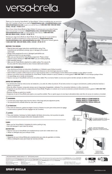 Sport-Brella Versa-Brella SPF 50+ Adjustable Umbrella with Universal Clamp