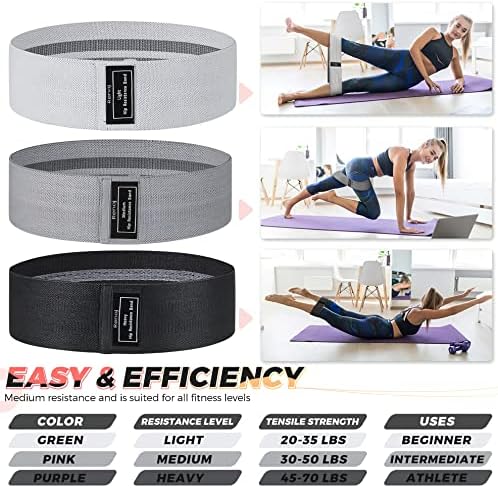 Renoj Resistance Bands, Exercise Workout Bands for Women and Men, 3 Set of Stretch Bands for Booty Legs for Yoga Starter, Pilates Flexbands
