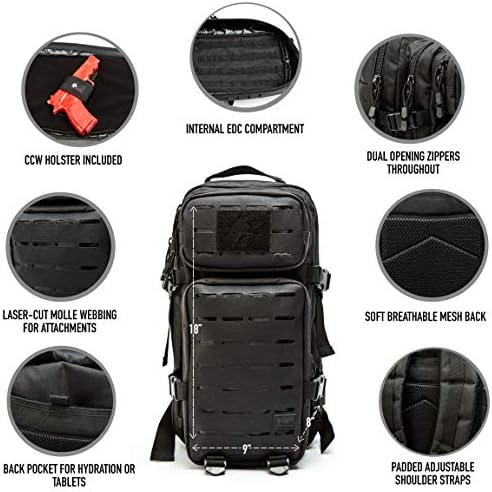 WOLF TACTICAL Molle Backpack Small Tactical Backpack Small Concealed Carry Backpack CCW Backpack Bug Out Bag 24L EDC Daypack