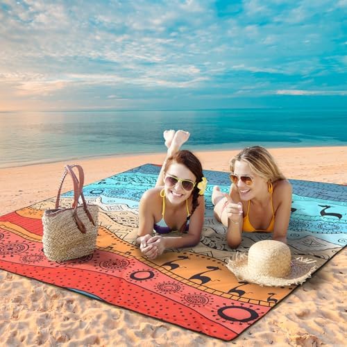 AISPARKY Beach Blanket Waterproof Sandproof, Oversized Large Beach Mat 79" X 83"/120"x108" for 1-8 Adults, Quick Drying&Compact&Lightweight, Picnic Mat Vacation Essentials for Beach Camping Travel