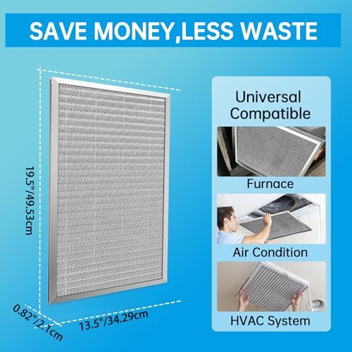 UBeesize 14x20x1 Reusable Electrostatic Air Filter HVAC AC Furnace Filter,MERV 8, Washable, Lasts a Lifetime,Permanent Air Filter,Breathe Fresher,Home And Office(Actual Size:13.5x19.5x0.82 Inch)