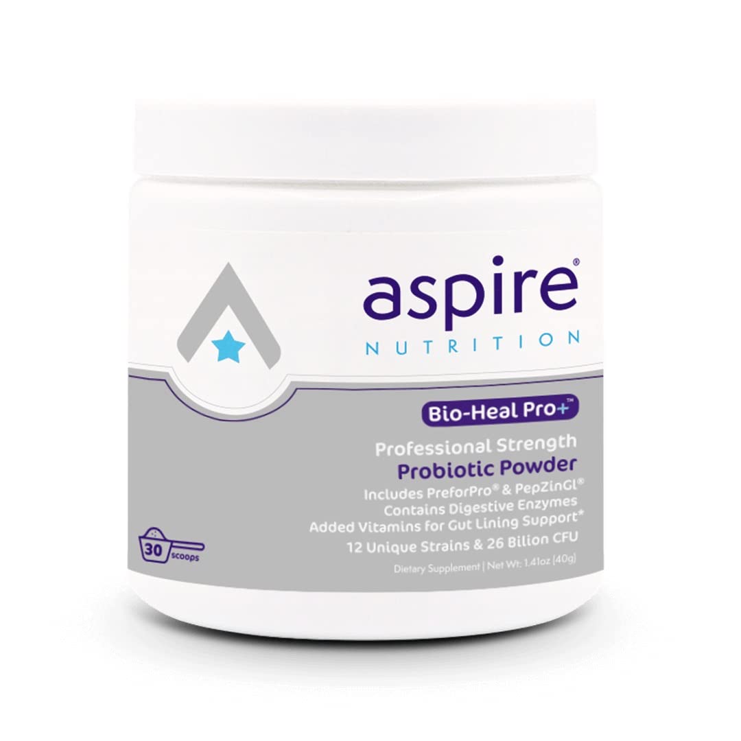 Aspire Nutrition Bio-Heal Pro+ 6-in-1 Probiotic Powder Supplement – Daily Probiotic Formula for Women, Men, and Kids - 30 Day Supply