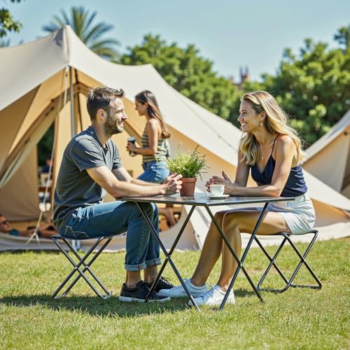 YSSOA Folding Camping Stool, Portable Collapsible Camp Stool, Folding Foot Rest for Lightweight Compact Chair, Foldable Footstool Ottoman for Outdoor Hiking Backpacking Fishing Picnic Barbecue BBQ