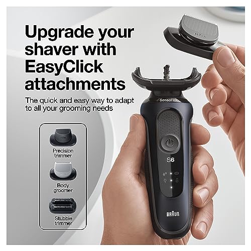 Braun Series 6 6046cs Electric Razor for Men, Wet & Dry, Electric Razor, Rechargeable, Cordless Foil Shaver with Charging Stand, Travel Case and Precision Trimmer, Black