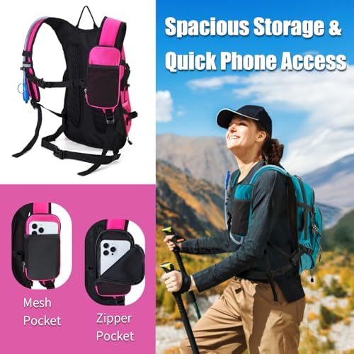 Hydration Backpack Pack with 2L Water Bladder 18L Hiking Backpack Women Men Lightweight Hydropack Insulated Daypack for Biking, Running, Festival
