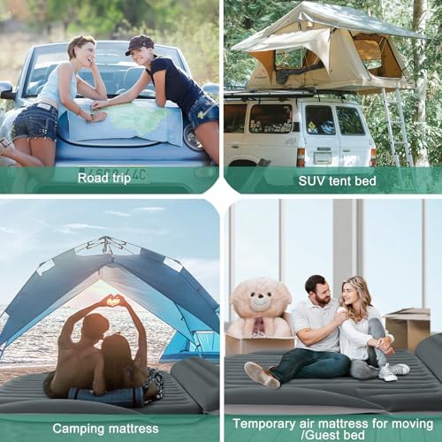 SUV Air Mattress with Double-Sided-Thick Flocked/with The Most Complete Sleeping Accessories/Car Mattress with Pump & Built-in Pillow/Car Air Mattress for Auto Camping,Road Trip