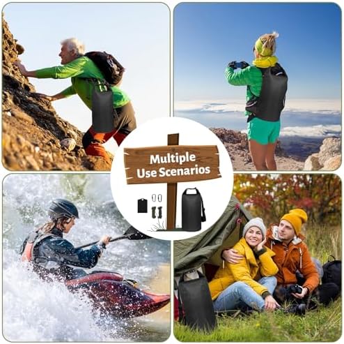 Bear Bag Hanging Kit, 10L Waterproof Bear Bags for Food Backpacking Camping, Ultralight Bear Proof Canister Gear for Food Storage with Survival Nylon Ropes, Clips, Rock Pouch, Pulley System