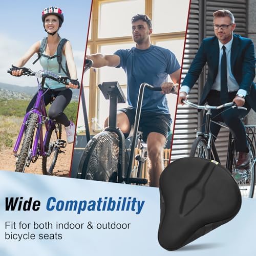 Zacro Bike Seat Cushion - Gel Padded Bike Seat Cover for Men Women Comfort, Extra Soft Exercise Bicycle Seat Compatible with Peloton, Outdoor & Indoor Bike Saddles