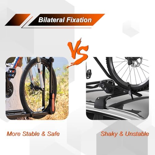 TOOENJOY Rooftop Bike Rack for Car SUV, Upright Roof Mount Bicycle Rack with 2 Arms for Movable Crossbar, 2 Bike Carrier