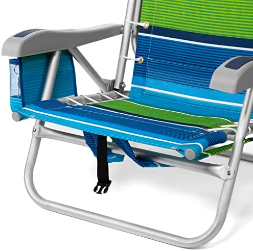 Homevative Cooler+ Folding Backpack Beach Chair with 5 Positions, Towel bar, XL Cooler Pouch, Storage Net, Cup and Phone Holder, Deep Sea, 2 Pack