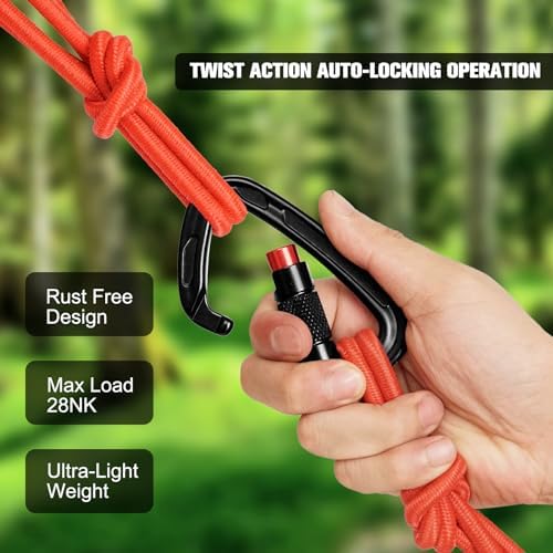 Auto Locking Carabiner Clips - 28KN (6172lbs) Heavy Duty Caribeaners ,4PCS Large Carabiner Clip for Keychains,Hammock,Camping, Gym, Hiking, Outdoor ,Dog Leash