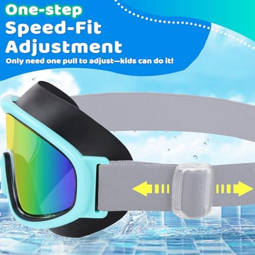 Vvinca Kids Goggles with Comfort Fabric Strap, Kids Swim Goggles Wide View Anti-Fog/UV No Leaking Swimming Goggles for 3-14