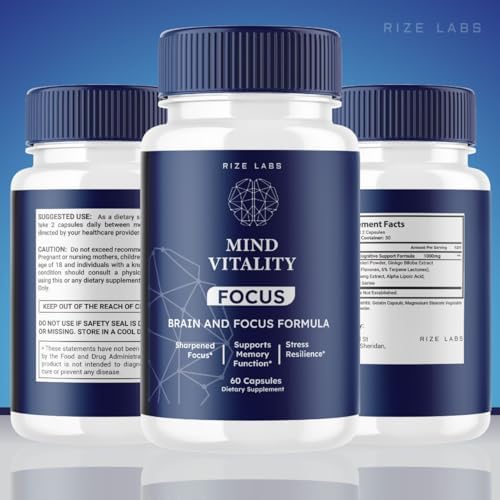 Mind Vitality Focus Brain Supplement, Official Mind Vitality to Boost Focus and Concentration & Avoid Mid-Afternoon Fatigue, Mind Vitality Advanced Formula (120 Capsules) (Pack of 2)